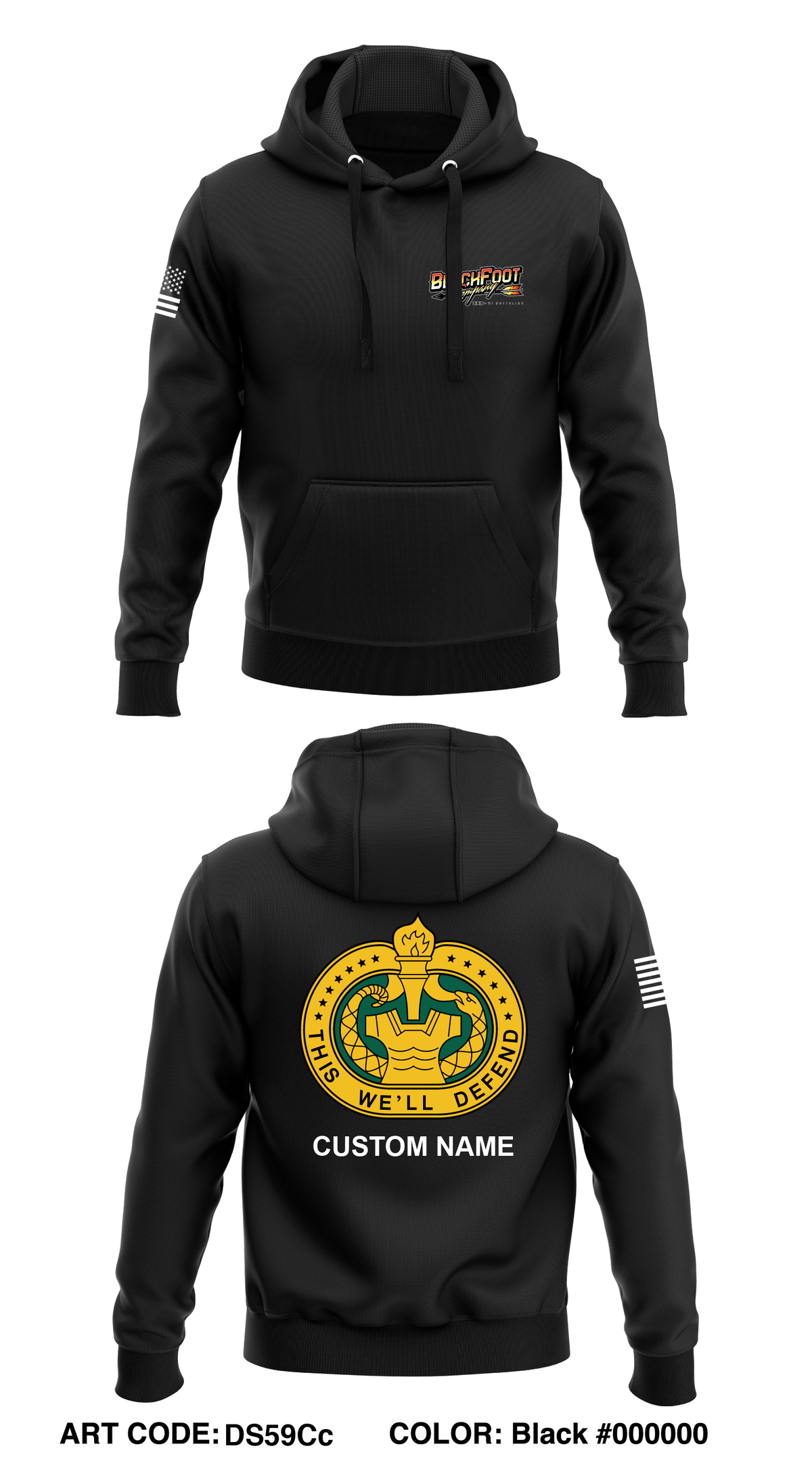B Co 39th MI BN DS  Core Men's Hooded Performance Sweatshirt - DS59Cc