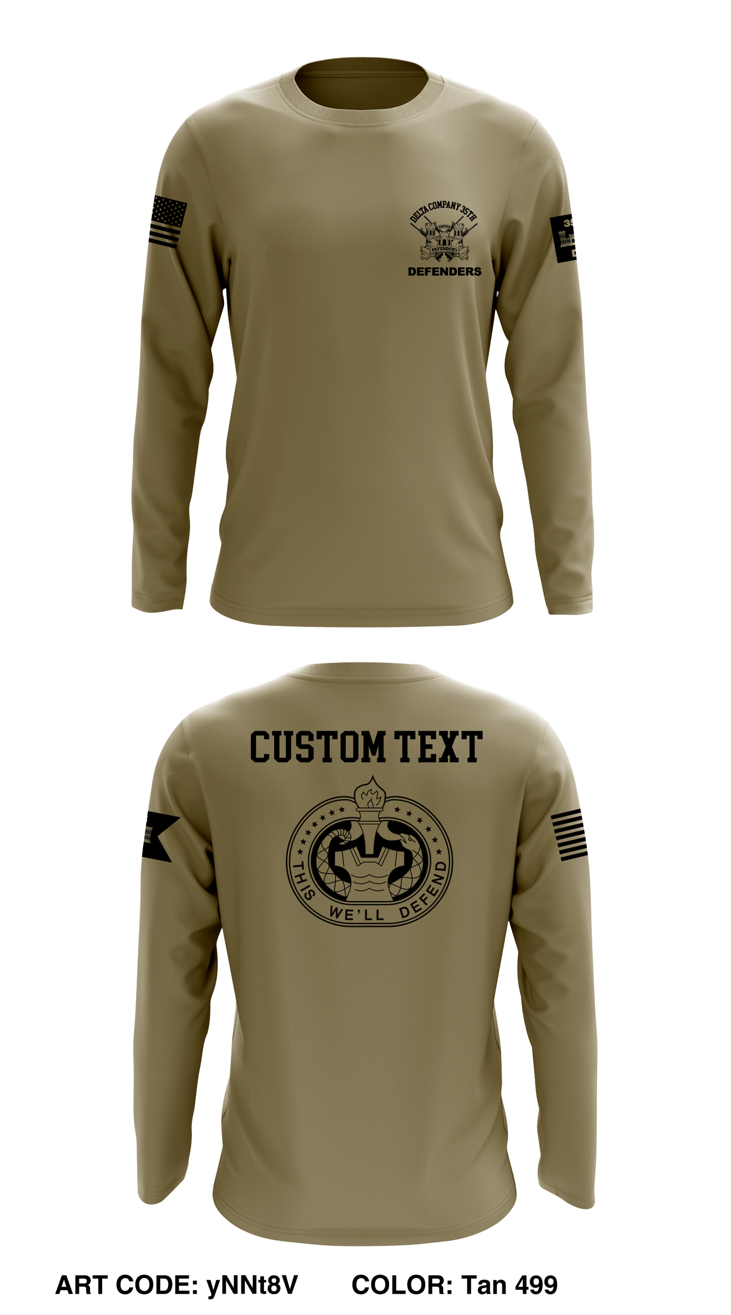 CUSTOM D CO, 35TH BN, 1ST EN BDE Core Men's LS Performance Tee - yNNt8V