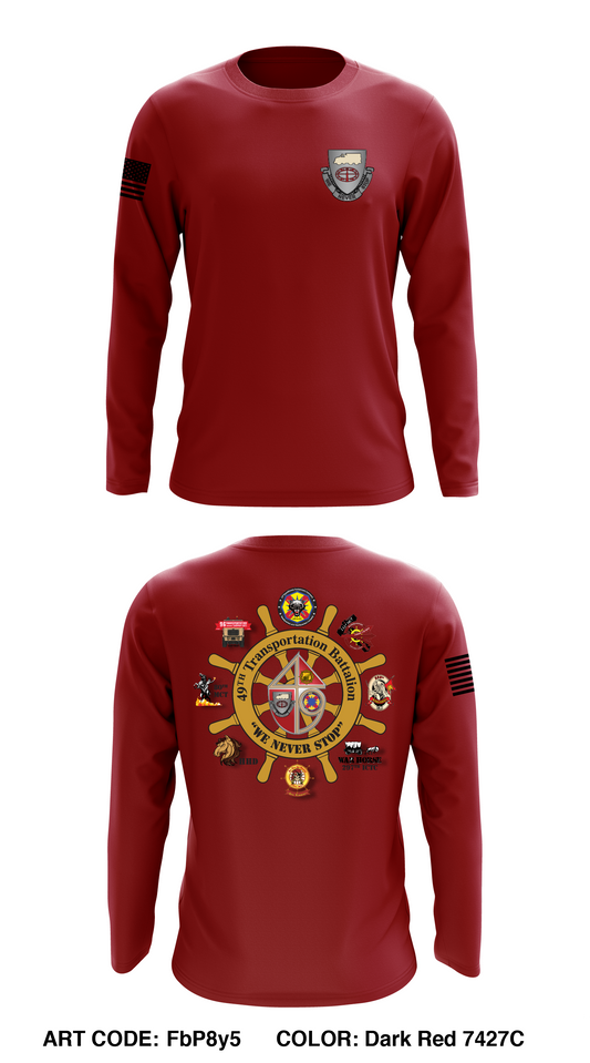 49TH Transportation Battalion Core Men's LS Performance Tee - FbP8y5