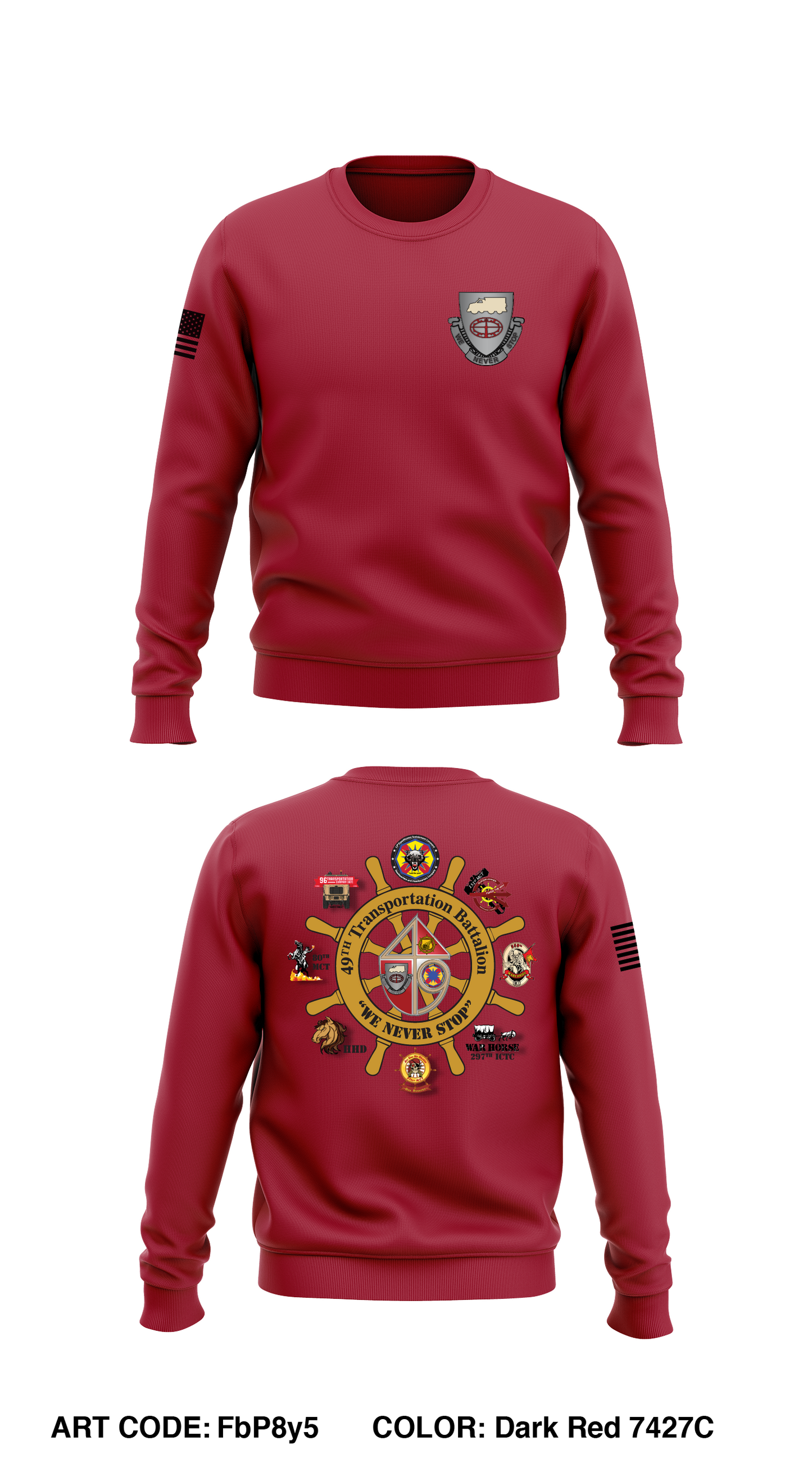49TH Transportation Battalion Core Men's Crewneck Performance Sweatshirt - FbP8y5