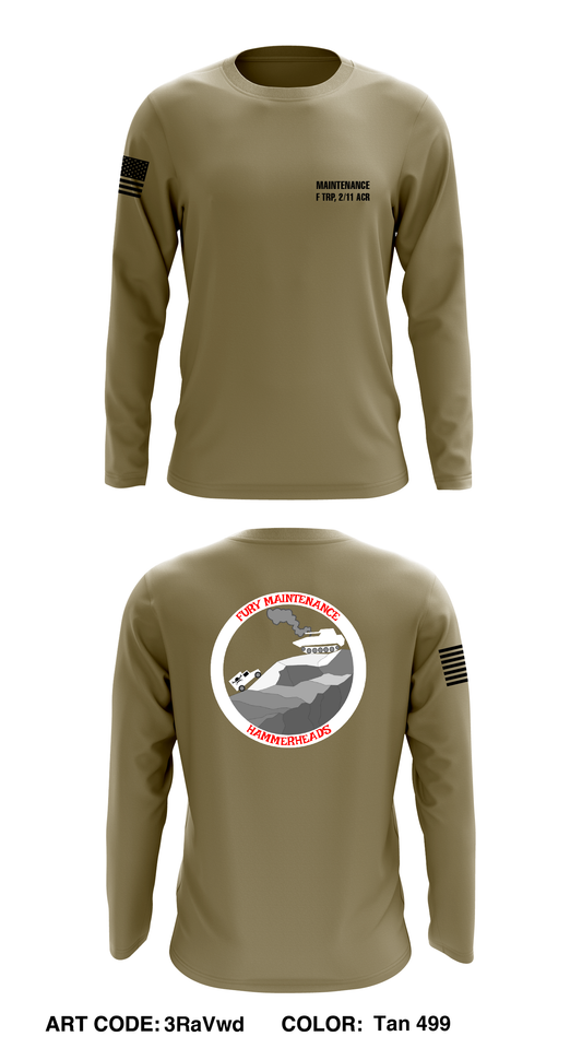 Fury Maintenance, 2/11TH ACR Core Men's LS Performance Tee - 3RaVwd