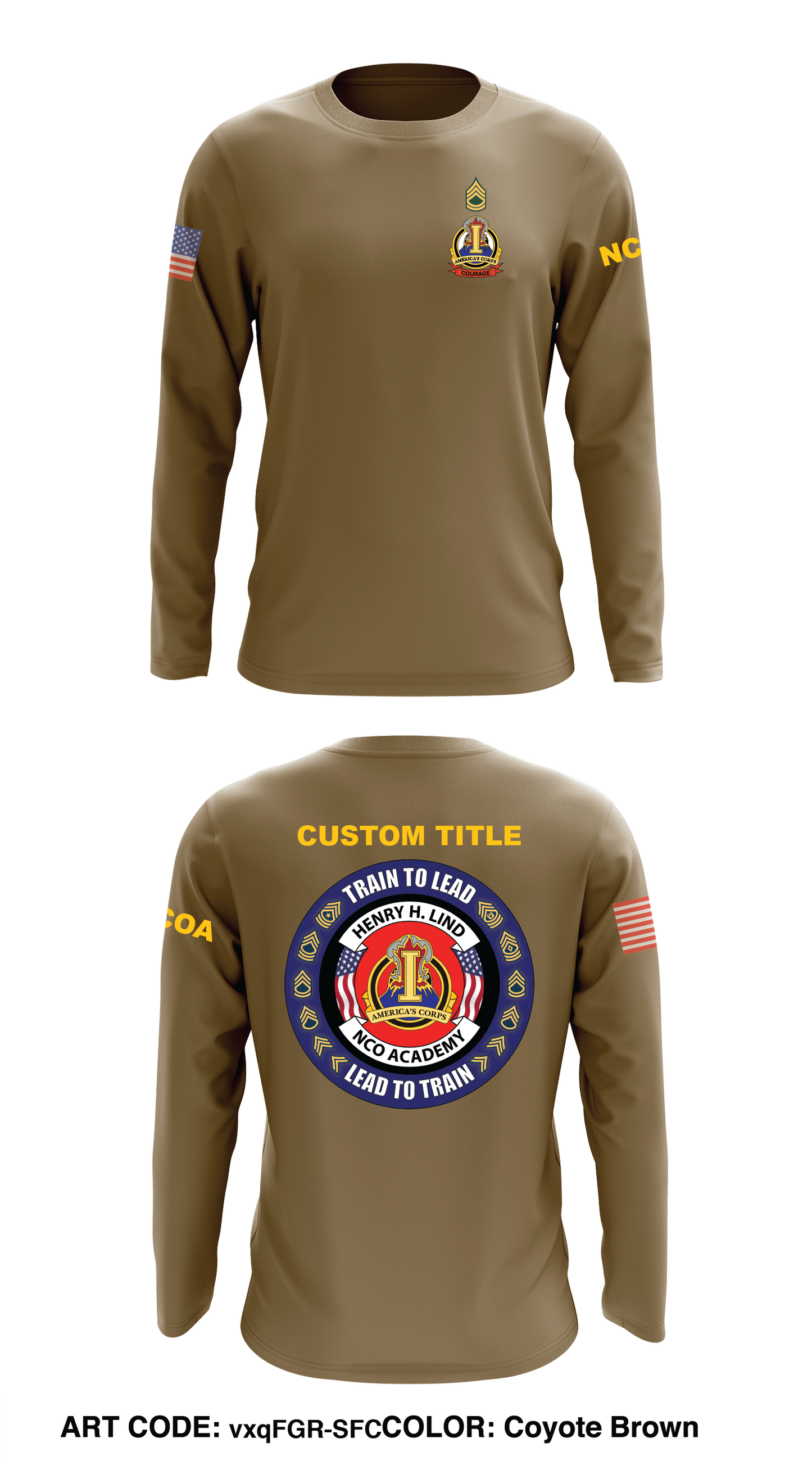 CUSTOM - I CORPS, NCO ACADEMY Store 1  Core Men's LS Performance Tee - vxqFGR-SFC