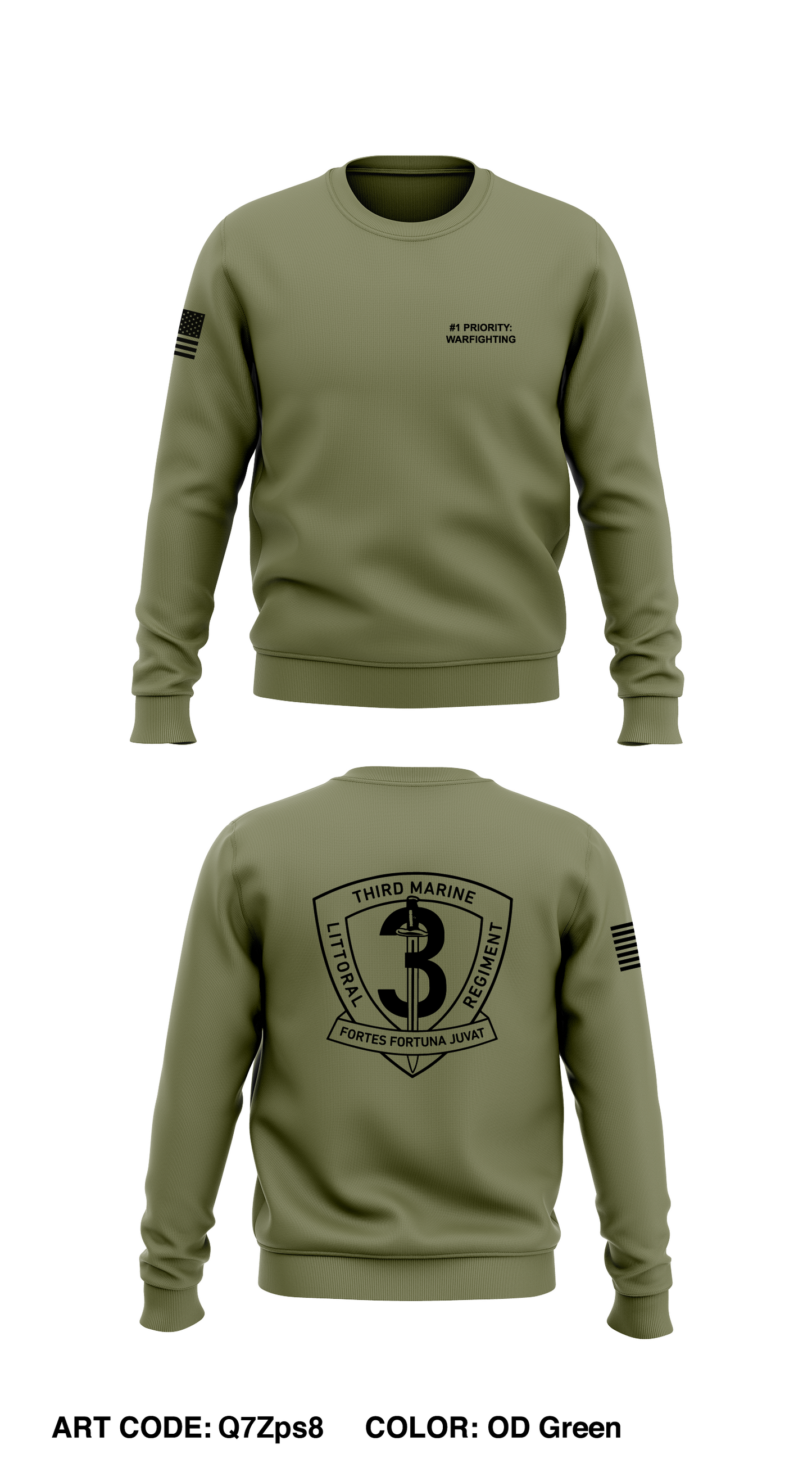 3D Marine Littoral Regiment Core Men's Crewneck Performance Sweatshirt - Q7Zps8