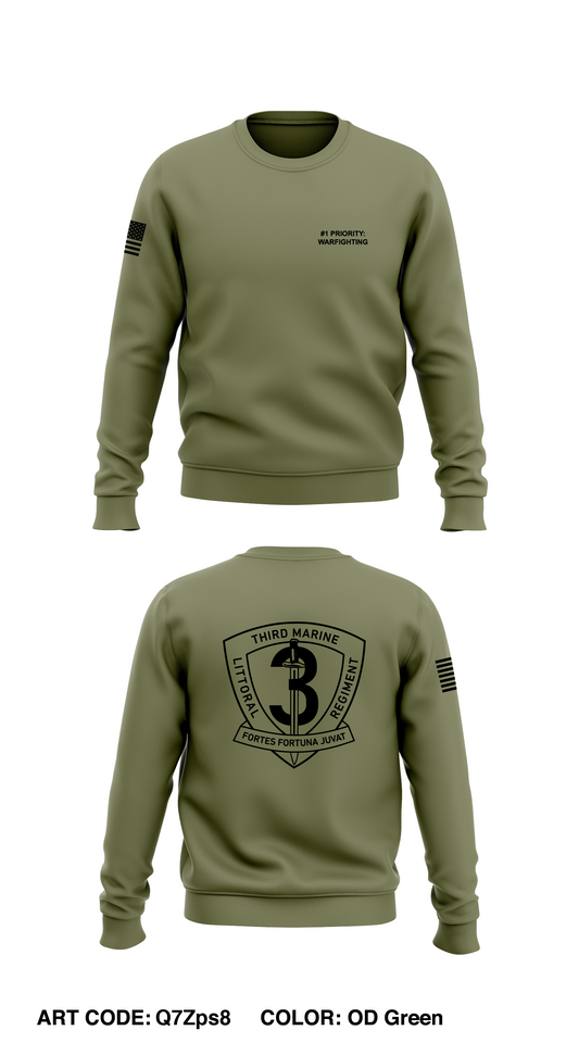 3D Marine Littoral Regiment Core Men's Crewneck Performance Sweatshirt - Q7Zps8