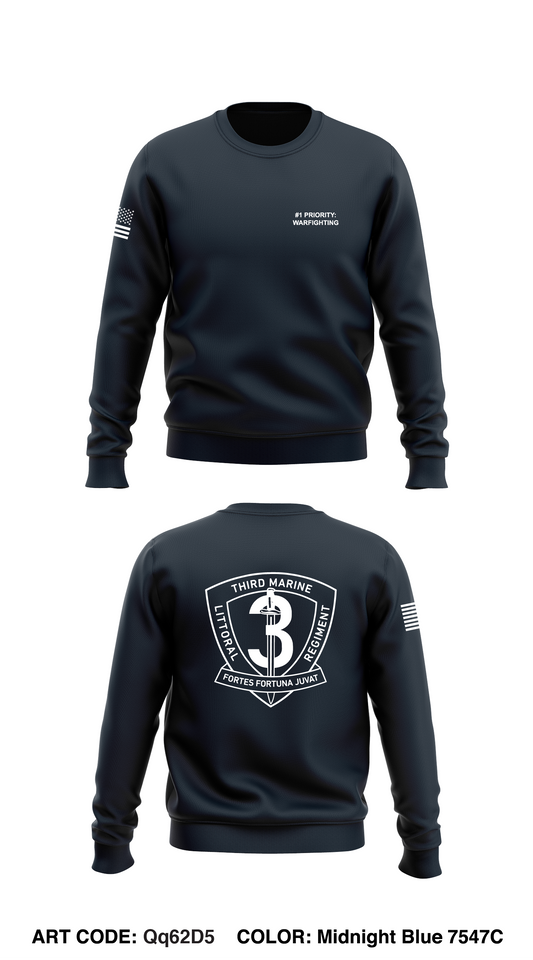 3D Marine Littoral Regiment Core Men's Crewneck Performance Sweatshirt - Qq62D5