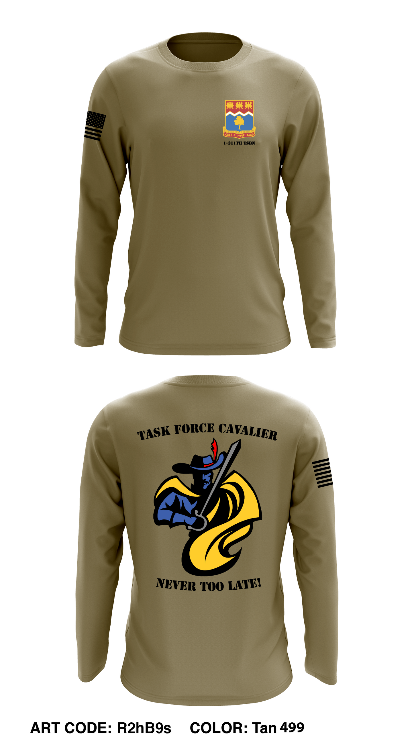 1-311TH TSBN TASK FORCE CAVALIER Core Men's LS Performance Tee - R2hB9s