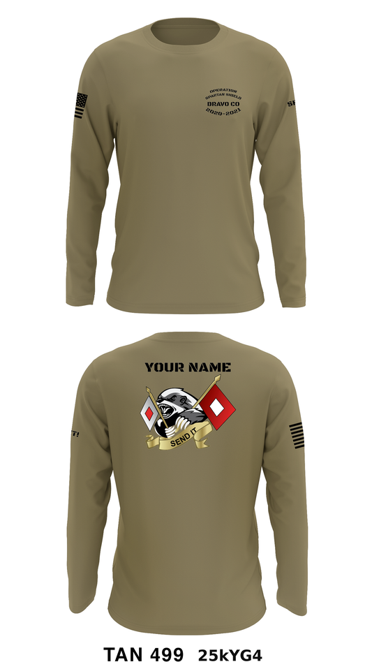 B Co 146 ESB Store 1  - Tan 499 Core Men's LS Performance Tee - 25kYG4