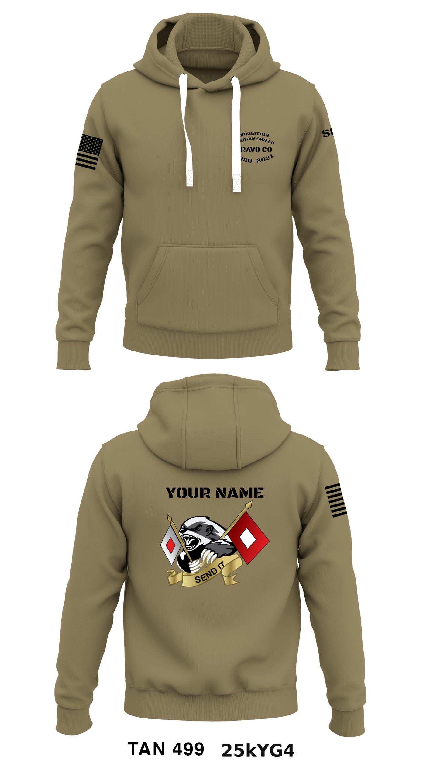 B Co 146 ESB Store 1  - Tan 499 Core Men's Hooded Performance Sweatshirt - 25kYG4