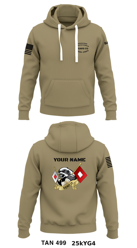 B Co 146 ESB Store 1  - Tan 499 Core Men's Hooded Performance Sweatshirt - 25kYG4