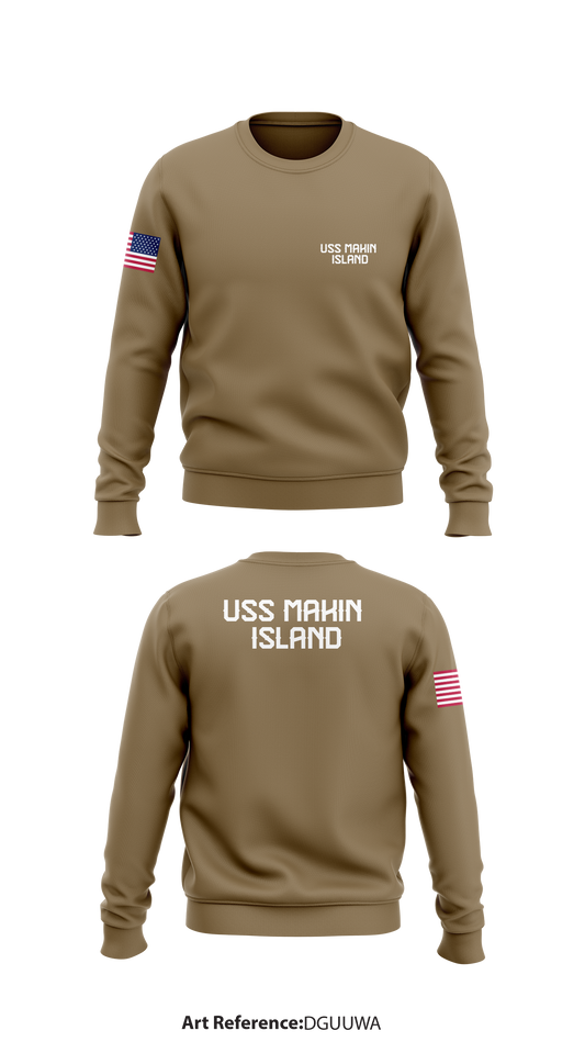 USS MAKIN ISLAND Store 1 Core Men's Crewneck Performance Sweatshirt - dgUuWa