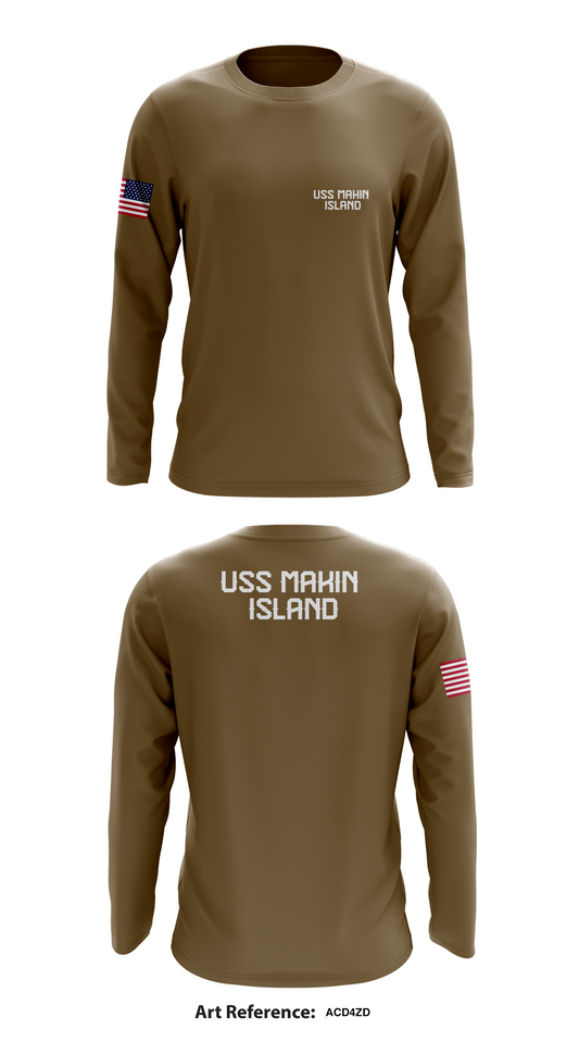 USS MAKIN ISLAND Store 1 Core Men's LS Performance Tee - ACD4zd