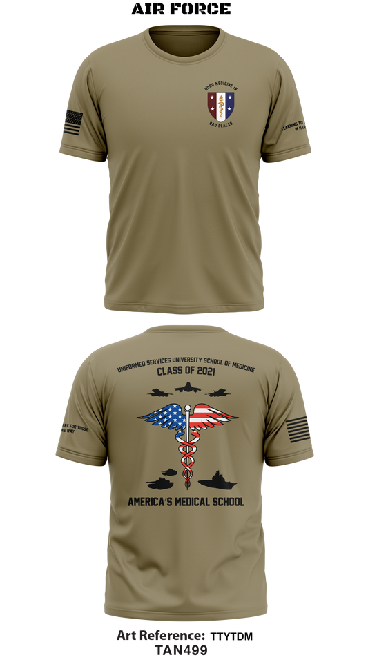 AIR FORCE - USUHS School of Medicine Class of 2021 Store 1  - Tan 499 Core Men's SS Performance Tee - TTYTDM