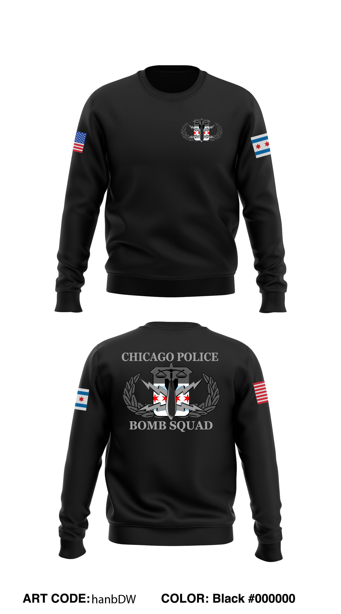 Chicago Bomb Squad Store 1 Core Men's Crewneck Performance Sweatshirt - hanbDW